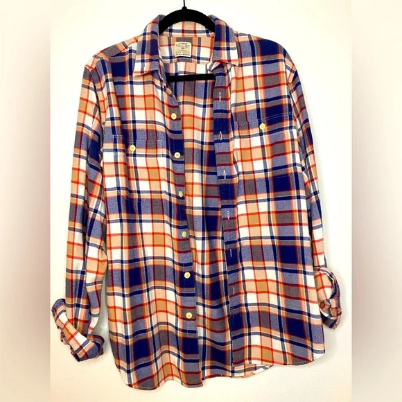 J. Crew Men's 100% Cotton Plaid Flannel Casual Button Front Shirt, Sz M - Picture 1 of 4